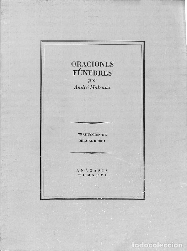 Gebrauchte B&uuml;cher: Oraciones f&uacute;nebres - Andr&eacute; Malraux - Editorial Anaya & Mario Muchnik