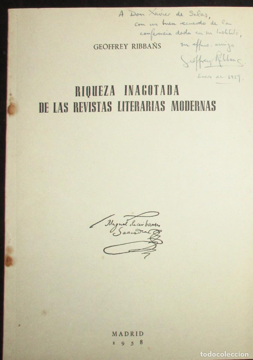 Gebrauchte B&uuml;cher: RIQUEZA INAGOTADA DE LAS REVISTAS LITERARIAS MODERNAS. G. RIBBA&Ntilde;S. 1958. EDICI&Oacute;N DE 25 EJEMPLARES.