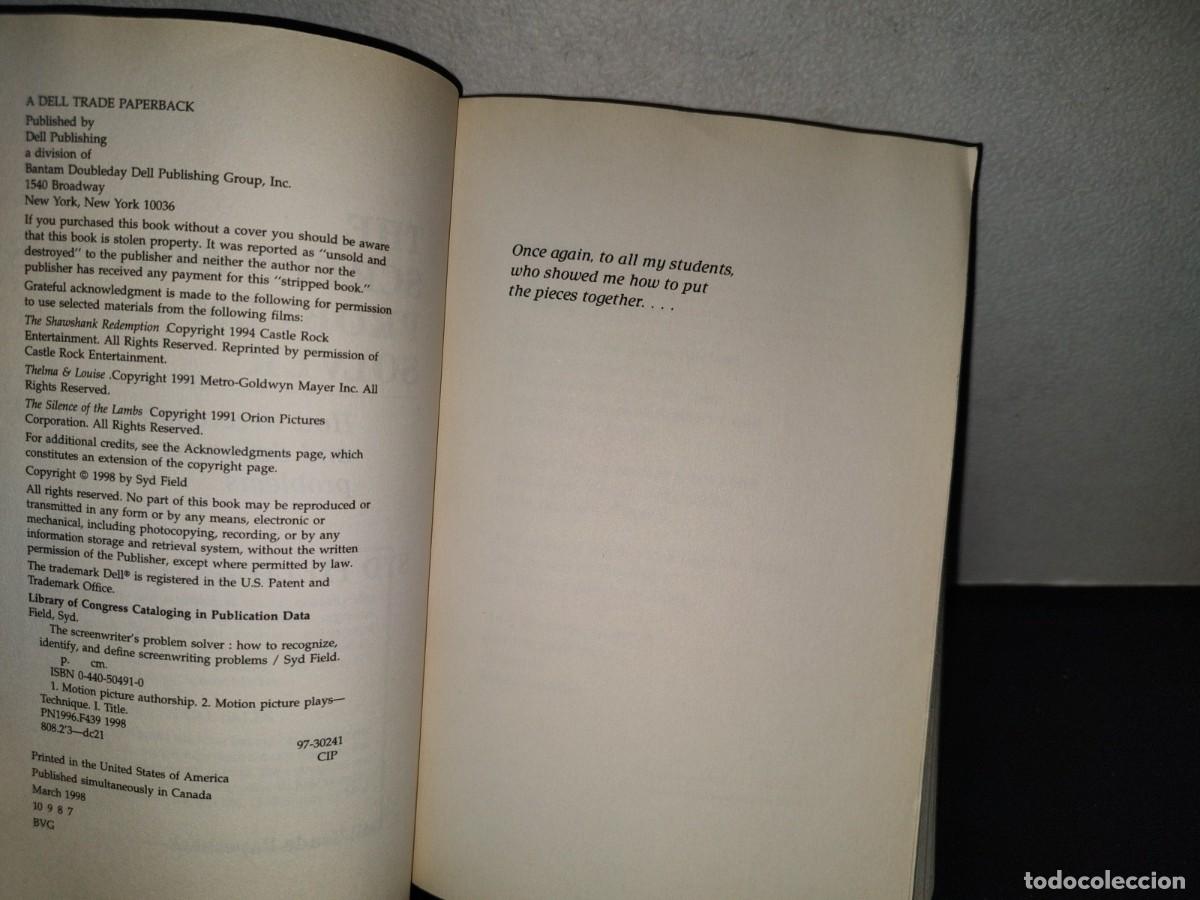 Libros de segunda mano: 220- The Screenwriters Problem Solver. How To Recognize, Identify And Define... - Syd Field - Foto 5