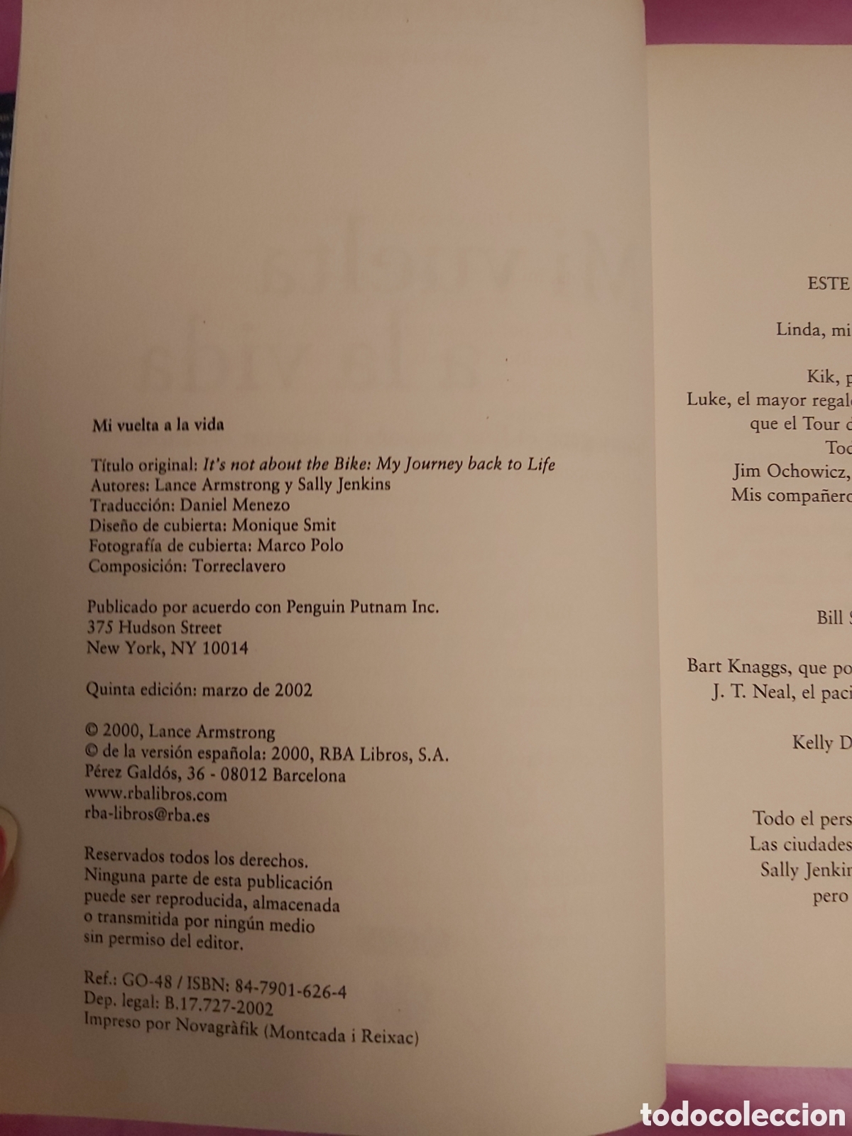 Libros de segunda mano: MI VUELTA A LA VIDA LANCE ARMSTRONG RBA 2002 - Foto 4