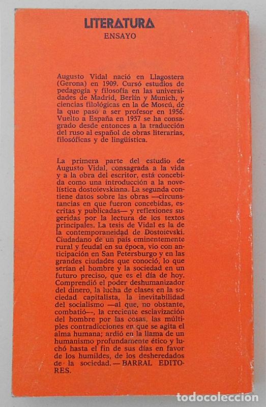 Libros de segunda mano: Dostoievski - Augusto Vidal - Barral (1972) - Foto 2