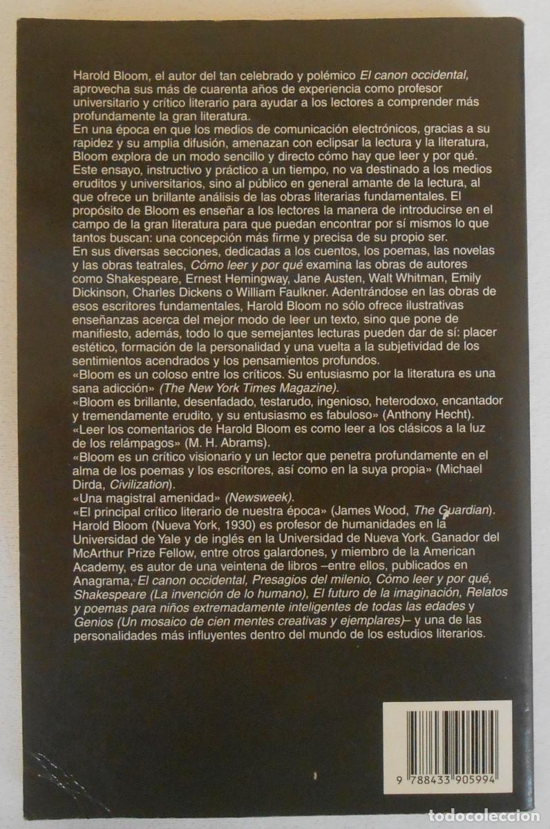 Libros de segunda mano: COMO LEER Y POR QUE - HAROLD BLOOM EDITORIAL ANAGRAMA - Foto 2