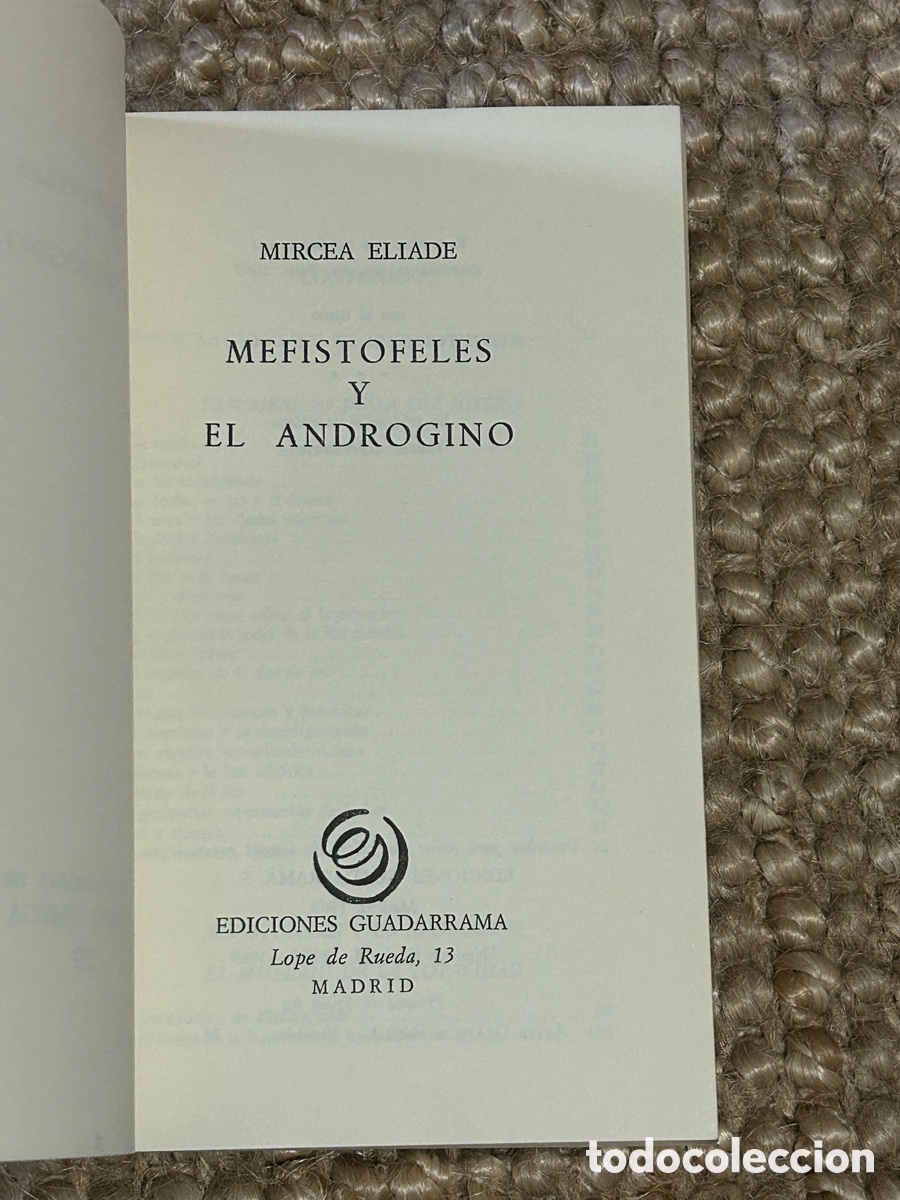 Libros de segunda mano: Mefist&oacute;feles y el andr&oacute;gino - Mircea Eliade - Ediciones Guadarrama (1969) - Foto 3