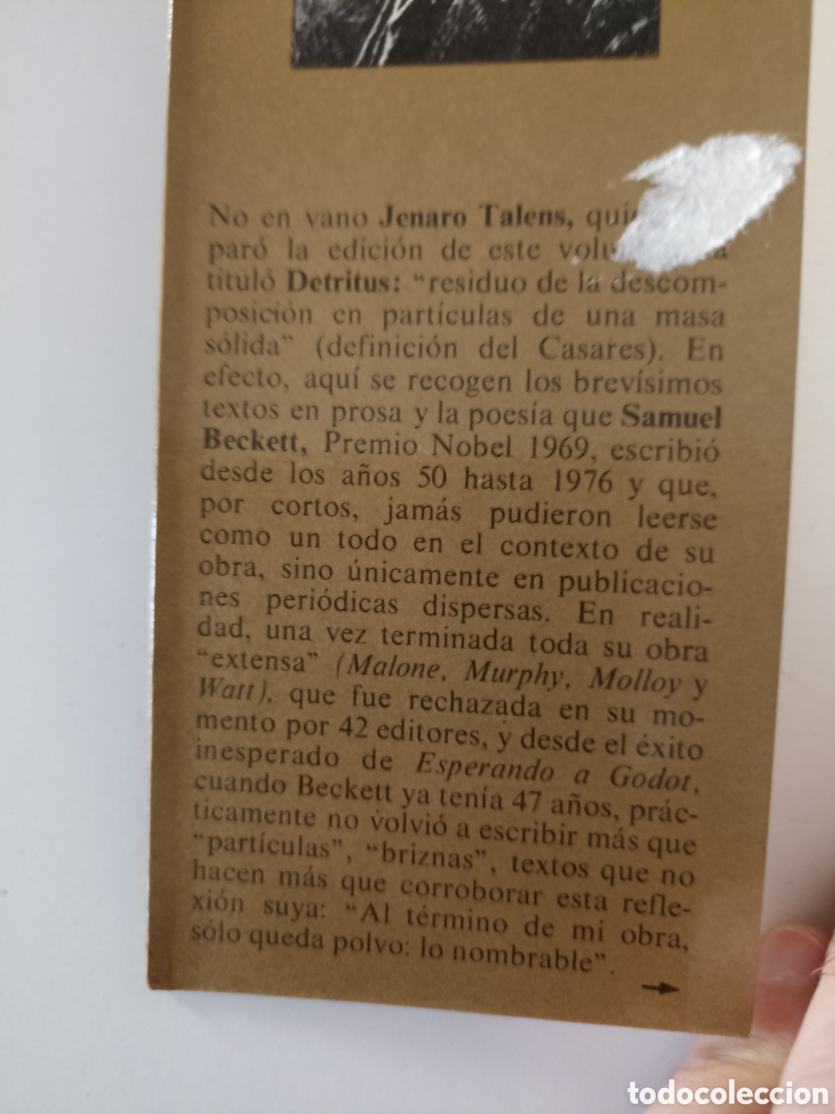 Libros de segunda mano: Samuel Beckett - Detritus (Tusquets, 1978) Marginales - Foto 2