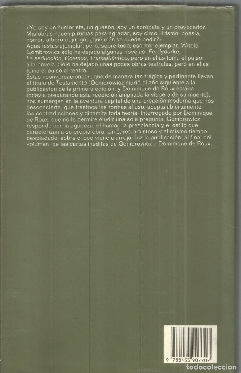 Libros de segunda mano: WITOLD GOMBROWICZ. TESTAMENTO. ANAGRAMA. PRIMERA EDICION - Foto 2