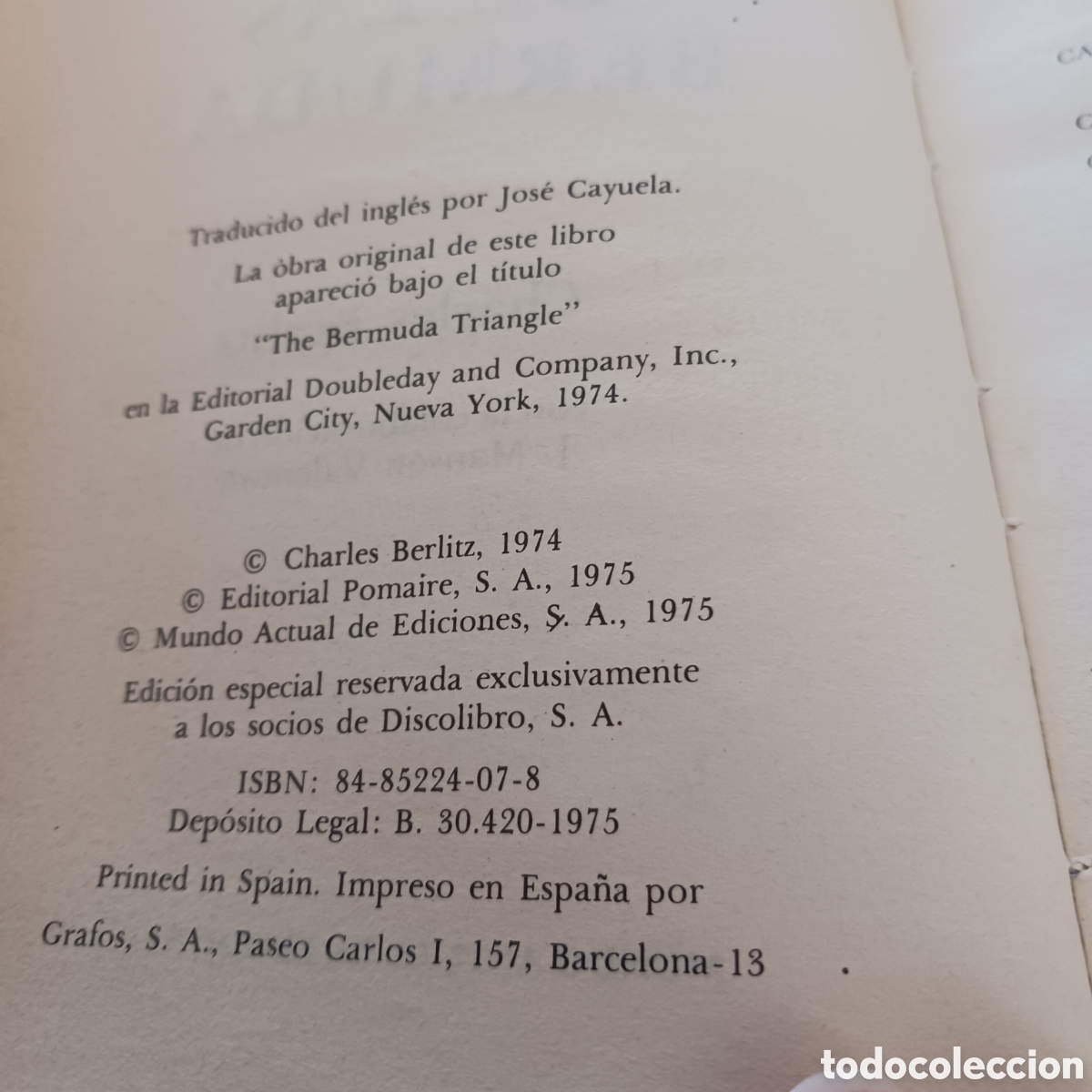 Libros de segunda mano: El Tri&aacute;ngulo de las Bermudas de Charles Berlitz - Foto 5