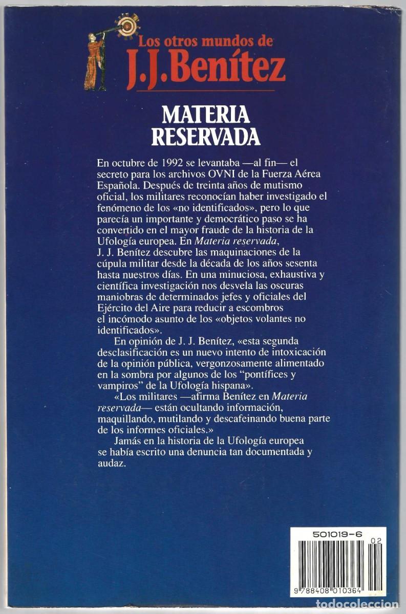 Libros de segunda mano: MATERIA RESERVADA J.J. BENITEZ - Foto 4