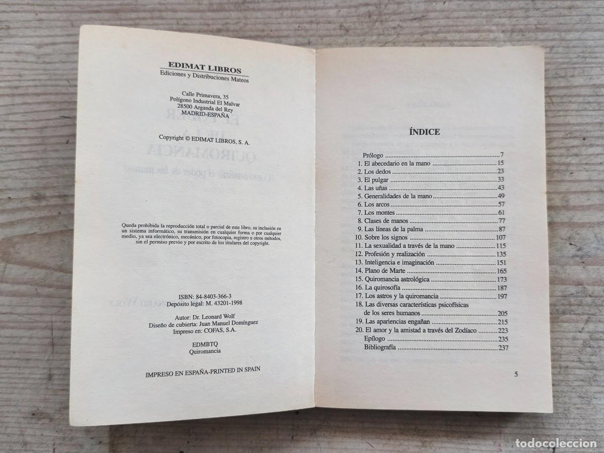 Libros de segunda mano: Quiromancia - Dr. Leonard Wolf - 1998 - Edimat - Foto 3