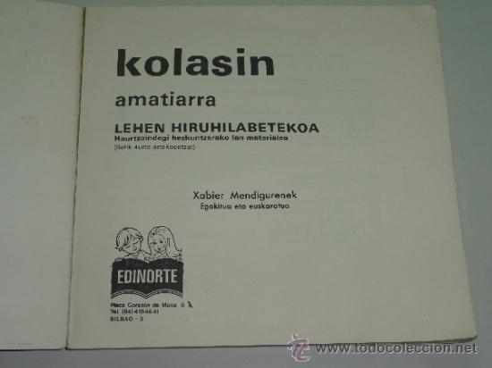 Libros de segunda mano: KOLASIN AMATIARRA - XABIER MENDIGURENEK - LIBRO DE TEXTO EN EUSKERA - Foto 2