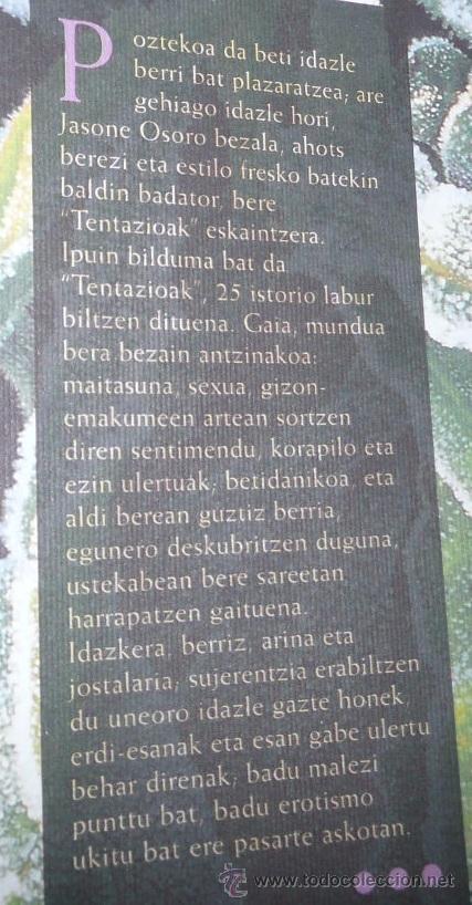 Libros de segunda mano: Tentazioak - Jasone Osoro (Elkarlanean, 1998) - Foto 2