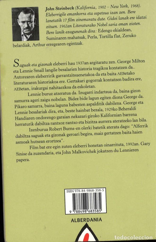 Libros de segunda mano: Saguak eta gizonak. John Steinbeck. 2012. En euskera - Foto 2