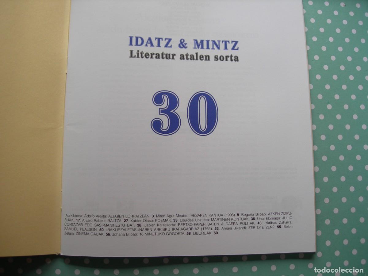 Libros de segunda mano: IDATZ & MINTZ 30 / LITERATUR ATALEN SORTA / EUSKERA - Foto 3