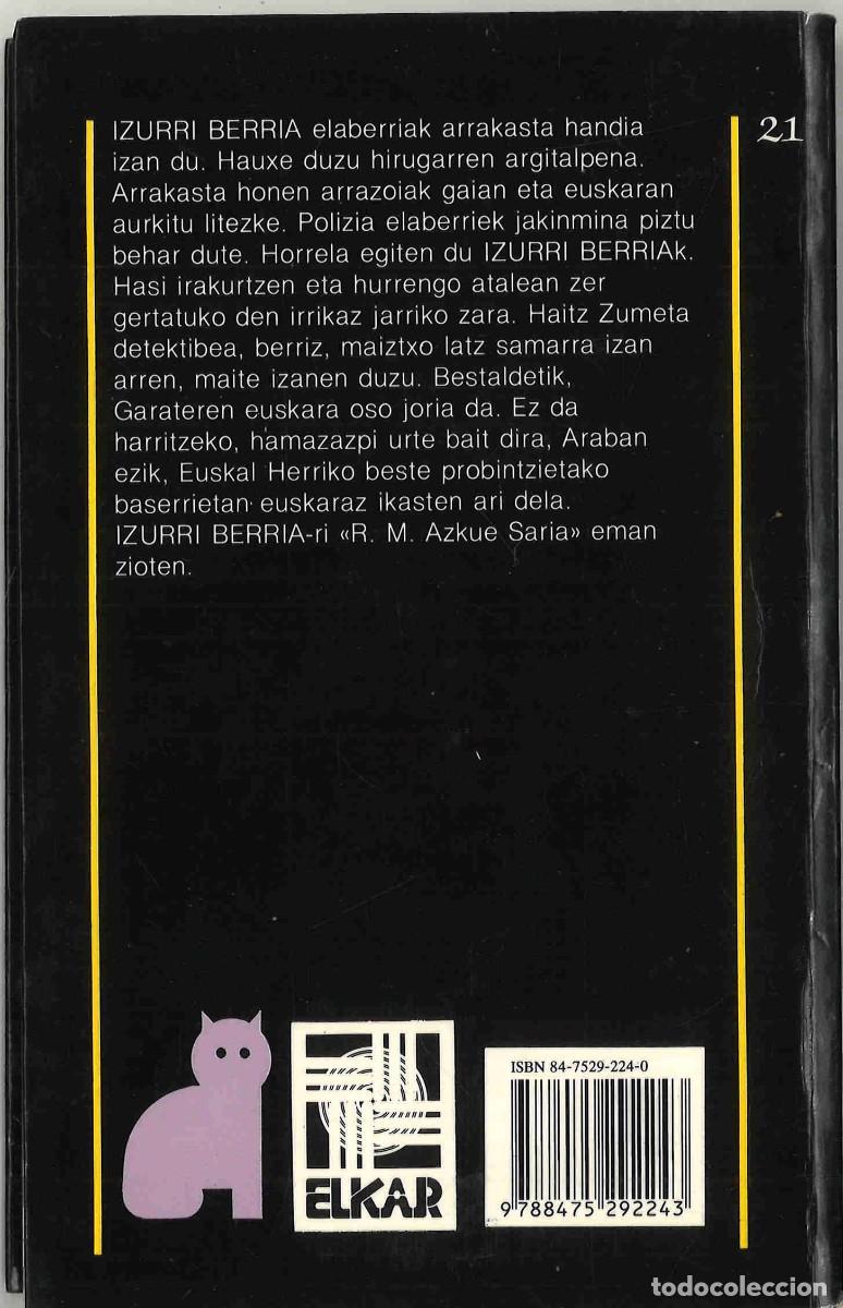 Libros de segunda mano: Izurri berria. Gotzon Garate. Elkar. 1992. En euskera - Foto 2