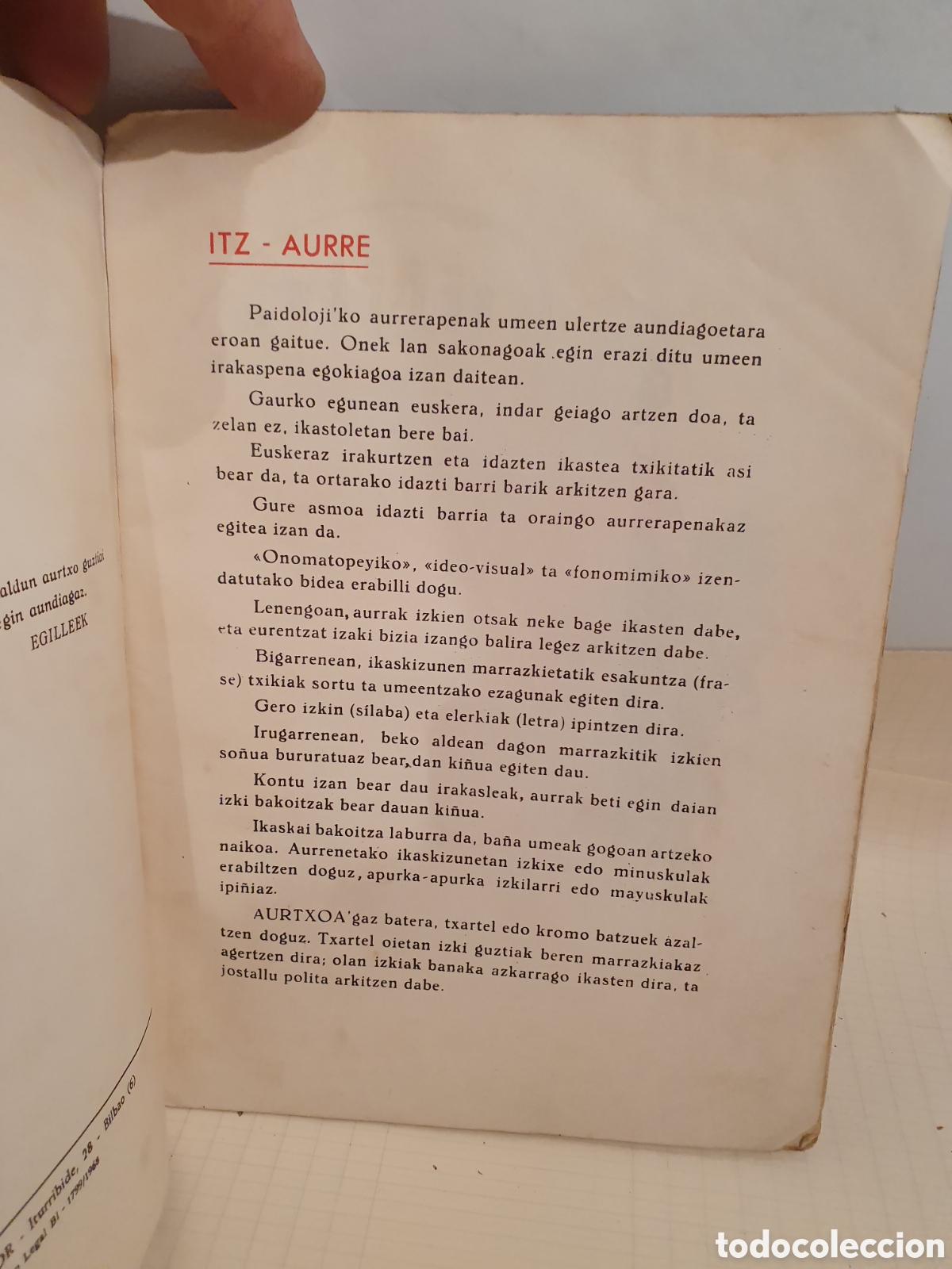 Libros de segunda mano: AURTXOA. BILBAO 1966. IZKINDEGI. LEHENENGO MALLA. - Foto 3