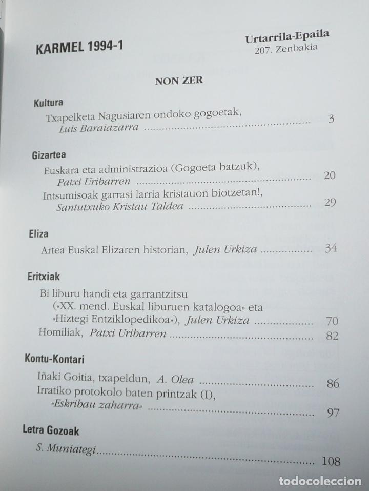 Libros de segunda mano: KARMEL 1994-1 N&ordm; 207. Revista en euskera - Foto 2