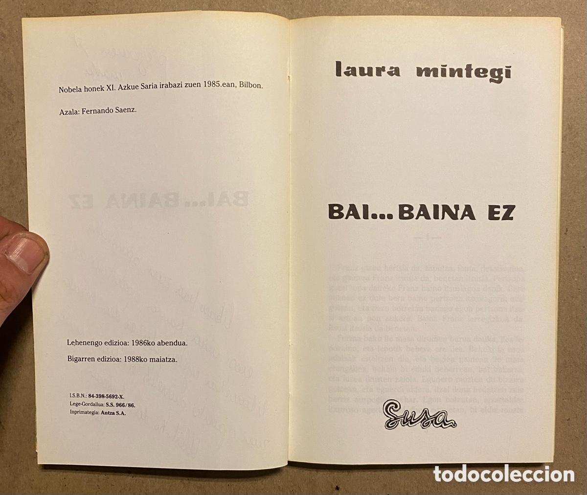 Libros de segunda mano: BAI&hellip; BAINA EZ. LAURA MINTEGI. SUSA 1988. EUSKARAZ. - Foto 2