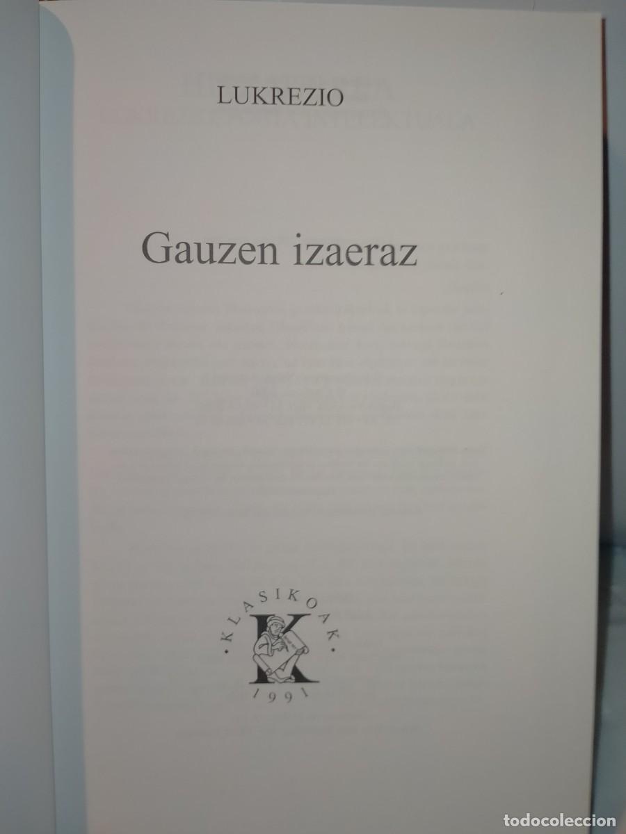 Libros de segunda mano: LUKREZIO. GAUZEN IZAERAZ .KLASIKOAK - Foto 2