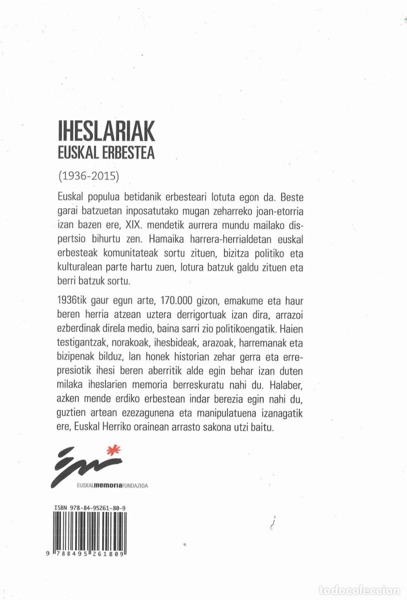 Libros de segunda mano: Iheslariak, Euskal erbestea 1936-2015. I&ntilde;aki Ega&ntilde;a. En euskera - Foto 2