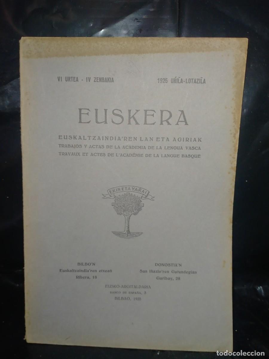 Libros de segunda mano: EUSKERA(TRABAJOS Y ACTAS DE LA ACADEMIA DE LA LENGUA VASCA) 1925 - Foto 1
