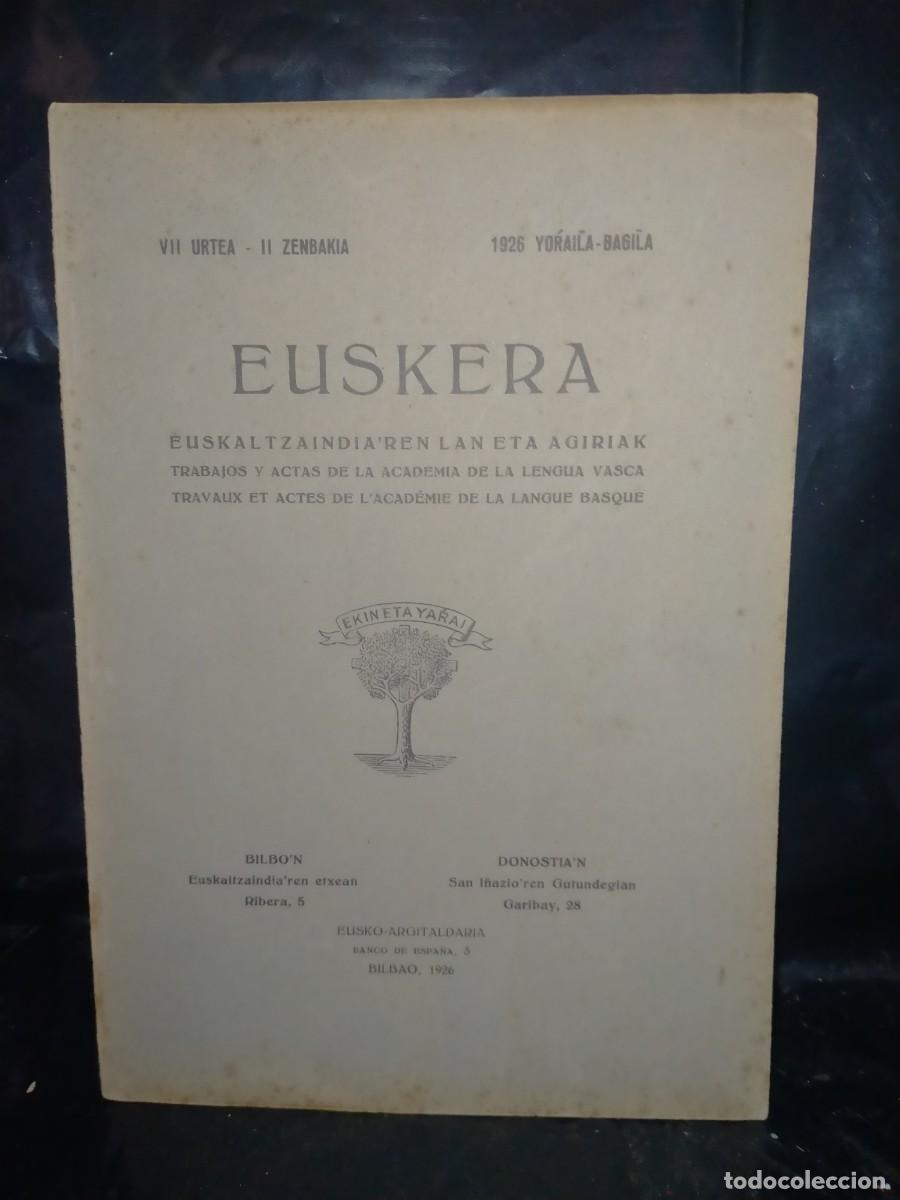 Libros de segunda mano: EUSKERA(TRABAJOS Y ACTAS DE LA ACADEMIA DE LA LENGUA VASCA) 1926 - Foto 1