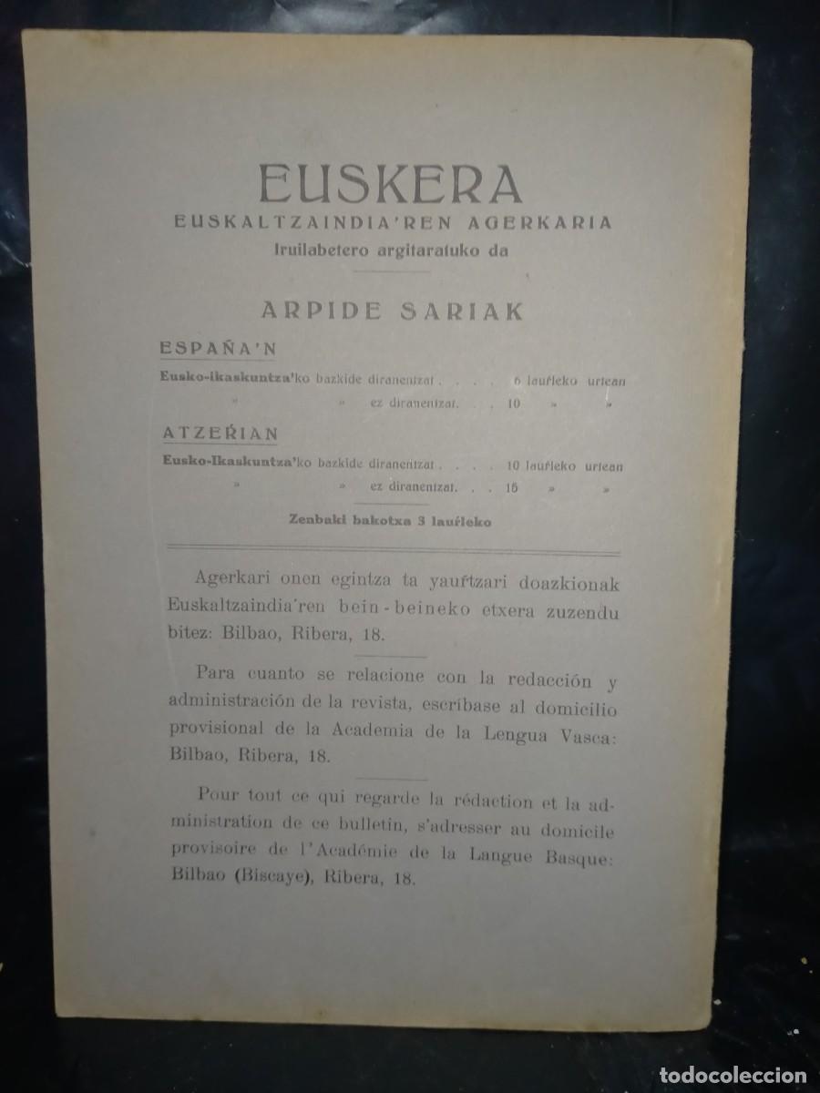 Libros de segunda mano: EUSKERA(TRABAJOS Y ACTAS DE LA ACADEMIA DE LA LENGUA VASCA) 1926 - Foto 3