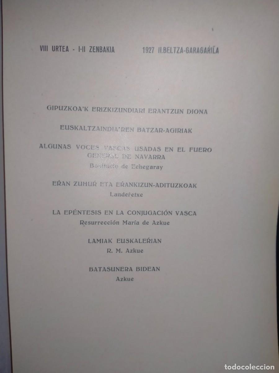 Libros de segunda mano: EUSKERA(TRABAJOS Y ACTAS DE LA ACADEMIA DE LA LENGUA VASCA) 1927 - Foto 2