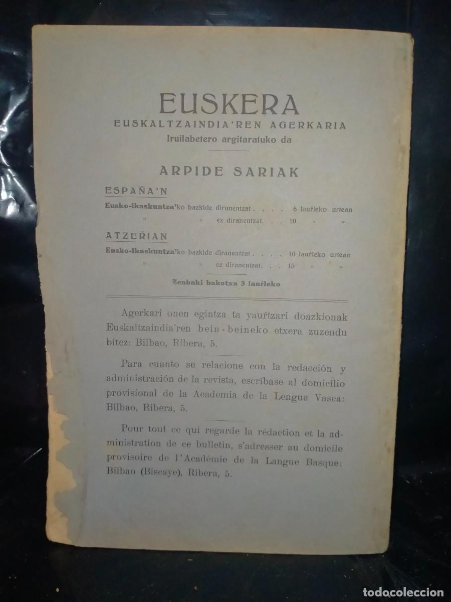 Libros de segunda mano: EUSKERA(TRABAJOS Y ACTAS DE LA ACADEMIA DE LA LENGUA VASCA) 1927 - Foto 5