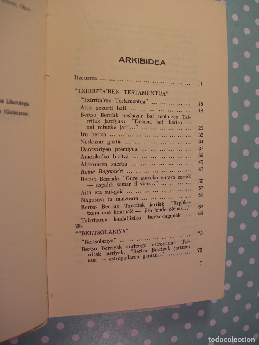 Libros de segunda mano: TXIRRITAREN BERTSOAK ( II ) / ANTONIO ZAVALA / EUSKERA - Foto 3