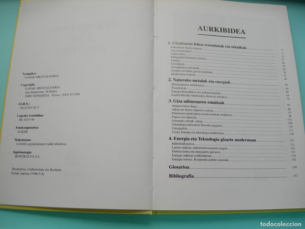 Libros de segunda mano: TEKNOLOGIA ETA HISTORIA / EUSKERA - Foto 3