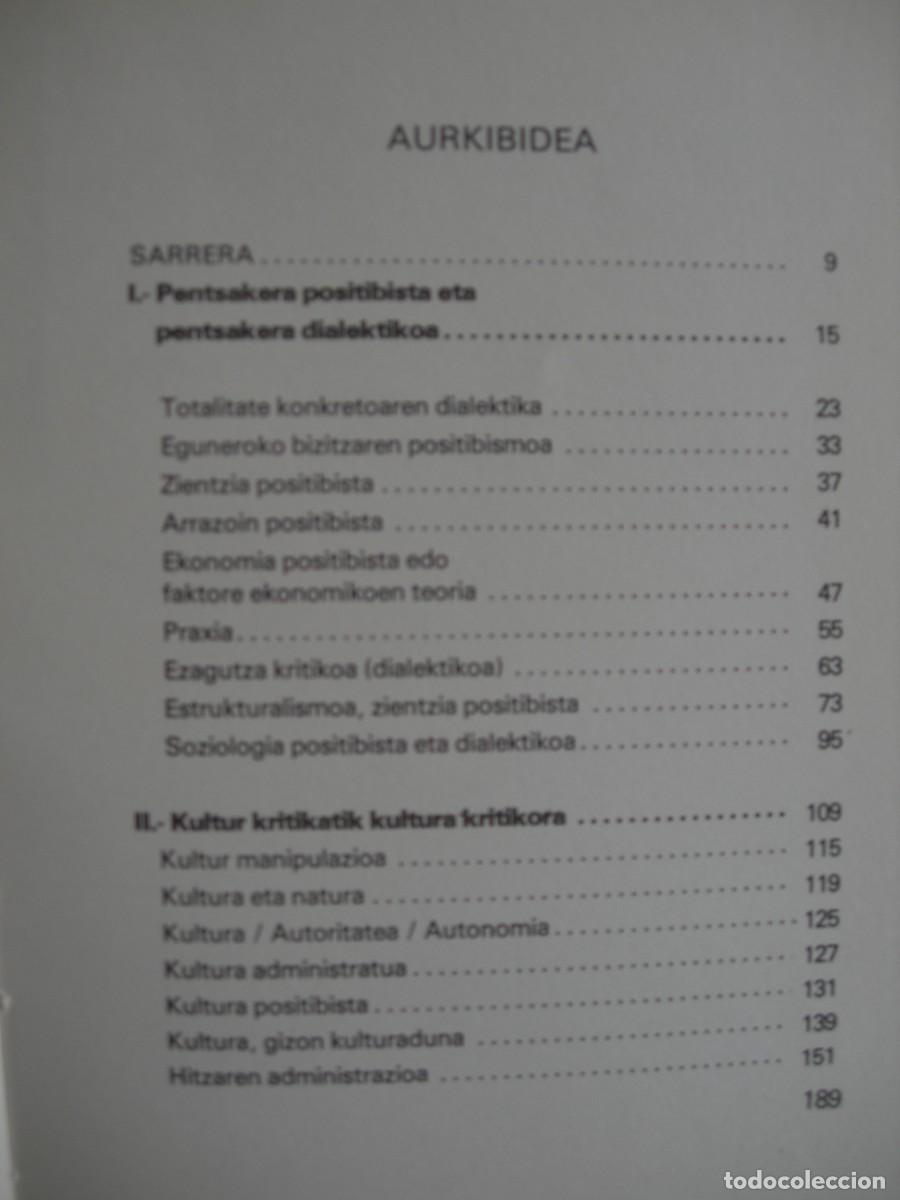 Libros de segunda mano: DIALEKTIKAZ ETA KULTURAZ / E. OSOA / EUSKERA - Foto 3