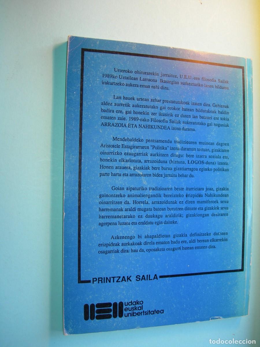 Libros de segunda mano: ARRAZAOIA ETA NAHIKUNDEA / MITXEL GOROSABEL ( BIL. ) / EUSKERA - Foto 2