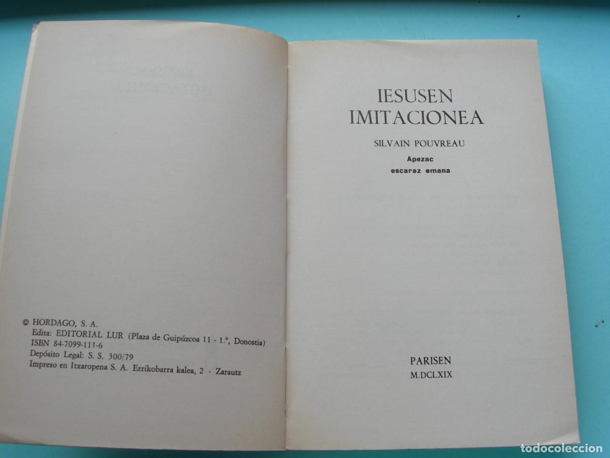 Libros de segunda mano: SILVAIN POUVREAU / IESUSEN IMITACIONEA / EUSKERA - Foto 2