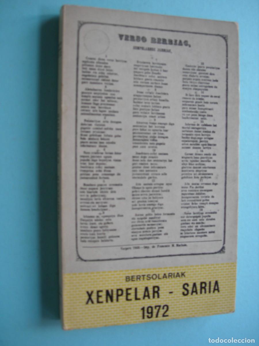 Libros de segunda mano: BERTSOLARIAK / XENPELAR - SARIA / EUSKERA
