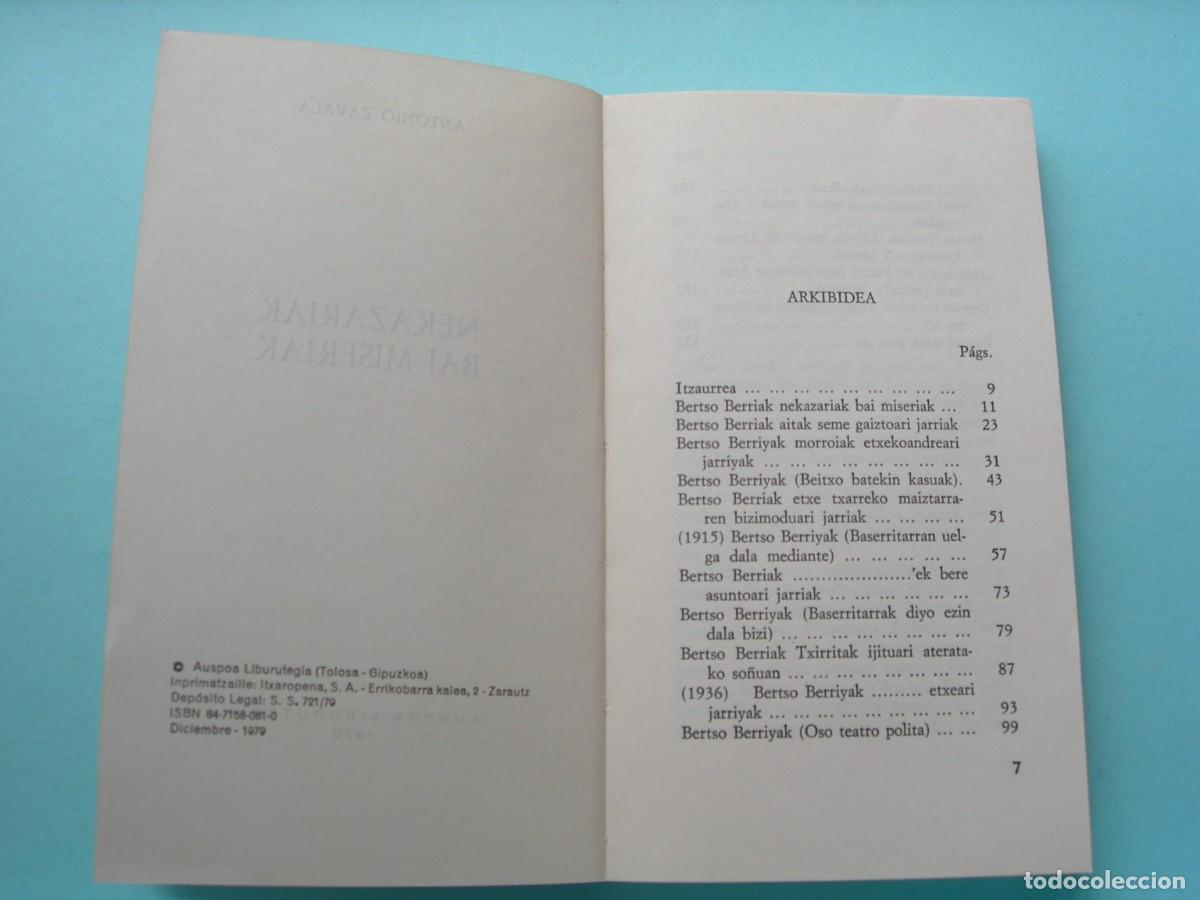 Libros de segunda mano: NEKAZARIAK BAI MISERIAK / ANTONIO ZAVALA / EUSKERA - Foto 3