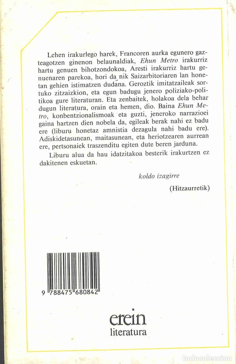 Libros de segunda mano: Ram&oacute;n Saizarbitoria. 100 metro. En euskera. 1994 - Foto 2