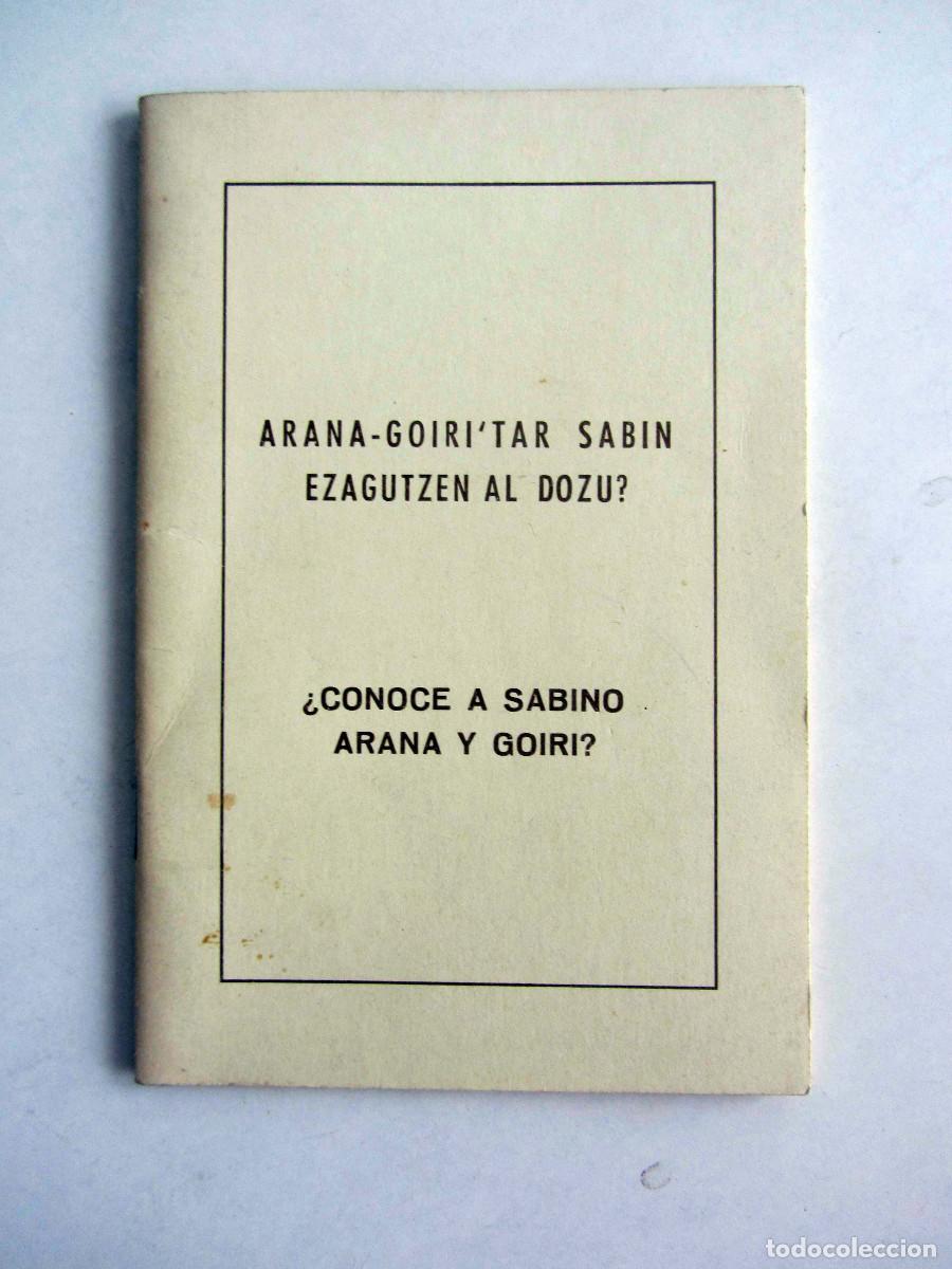 Libros de segunda mano: Arana-Goiri'tar Sabin ezagutzen al duzu?. &iquest;Conoce a Sabino Arana goiri? EAJ/PNV 1978