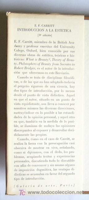 Libros de segunda mano: INTRODUCCION A LA ESTETICA - E. F. CARRITT - Foto 2