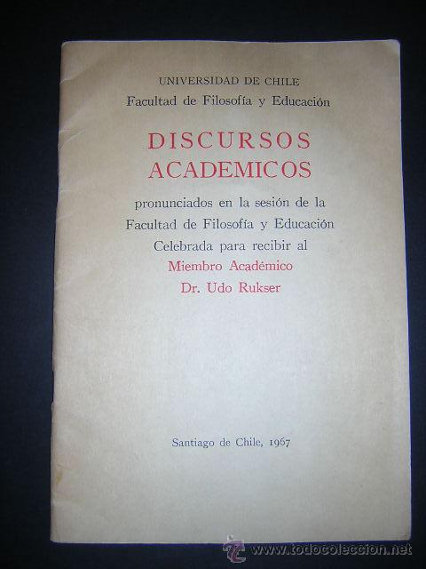 Libros de segunda mano: 1967 - DISCURSO ACADEMICO DE UDO RUKSER: ORTEGA Y ALEMANIA