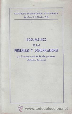 Libros de segunda mano: CONGRESO INTERNACIONAL DE FILOSOFIA. Barcelona, 4-10 Octubre 1948.