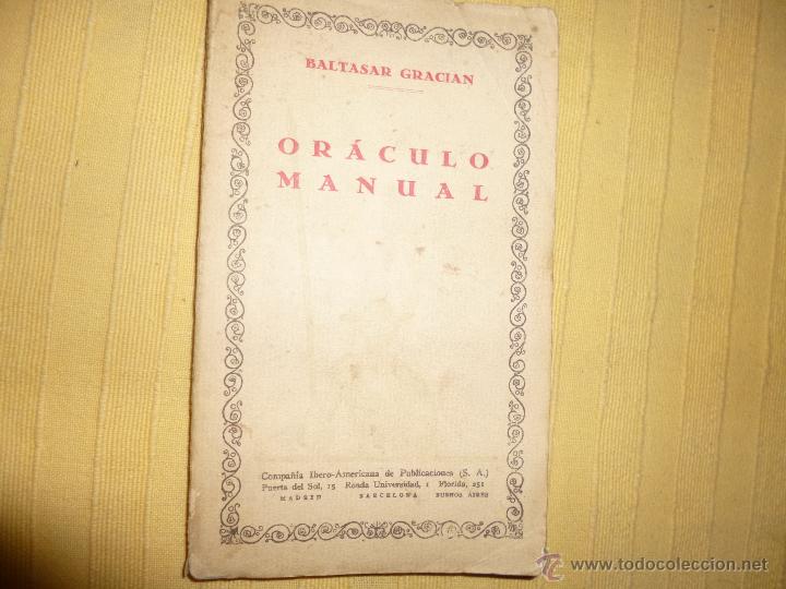 Libros de segunda mano: Oraculo Manual de Baltasar Gracian - Foto 1