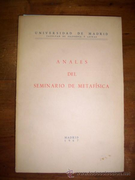 Second hand books: ANALES del Seminario de Metaf&iacute;sica. 1967