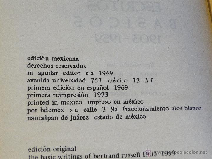Libros de segunda mano: Escritos B&aacute;sicos (1903-1959).-RUSSELL, Bertrand. - Foto 3
