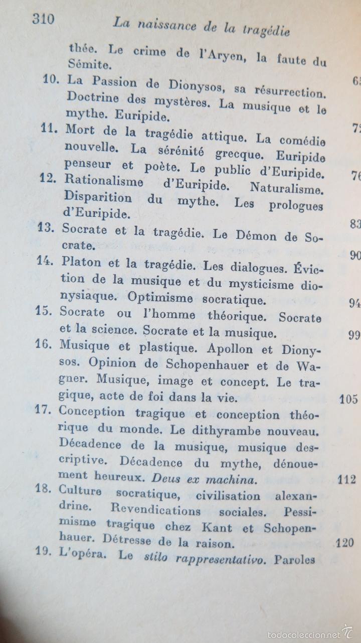 Libros de segunda mano: LA NAISSANCE DE LA TRAGEDIE. NIETZSCHE - Foto 3