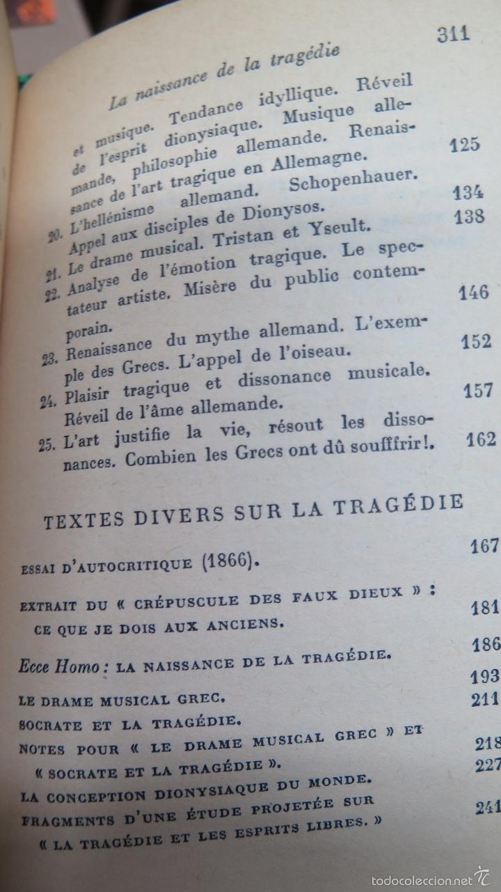 Libros de segunda mano: LA NAISSANCE DE LA TRAGEDIE. NIETZSCHE - Foto 4