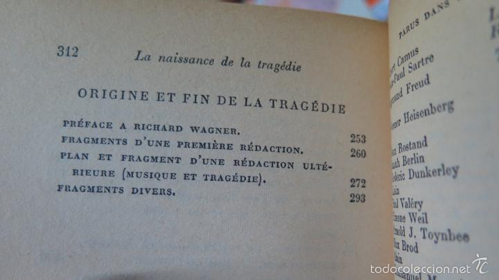 Libros de segunda mano: LA NAISSANCE DE LA TRAGEDIE. NIETZSCHE - Foto 5