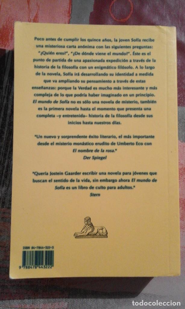 Libros de segunda mano: El mundo de Sof&iacute;a - Jostein Gaarder - Foto 2