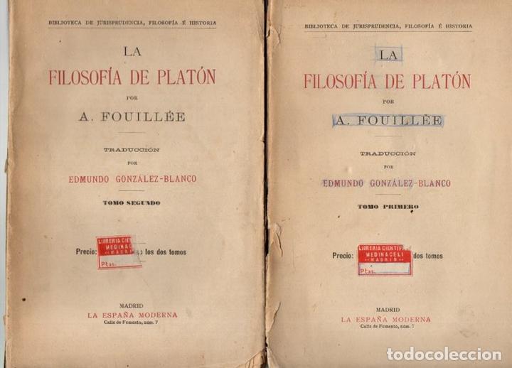Libros de segunda mano: LA FILOSOFIA DE PLATON. - FOUILLEE, A.