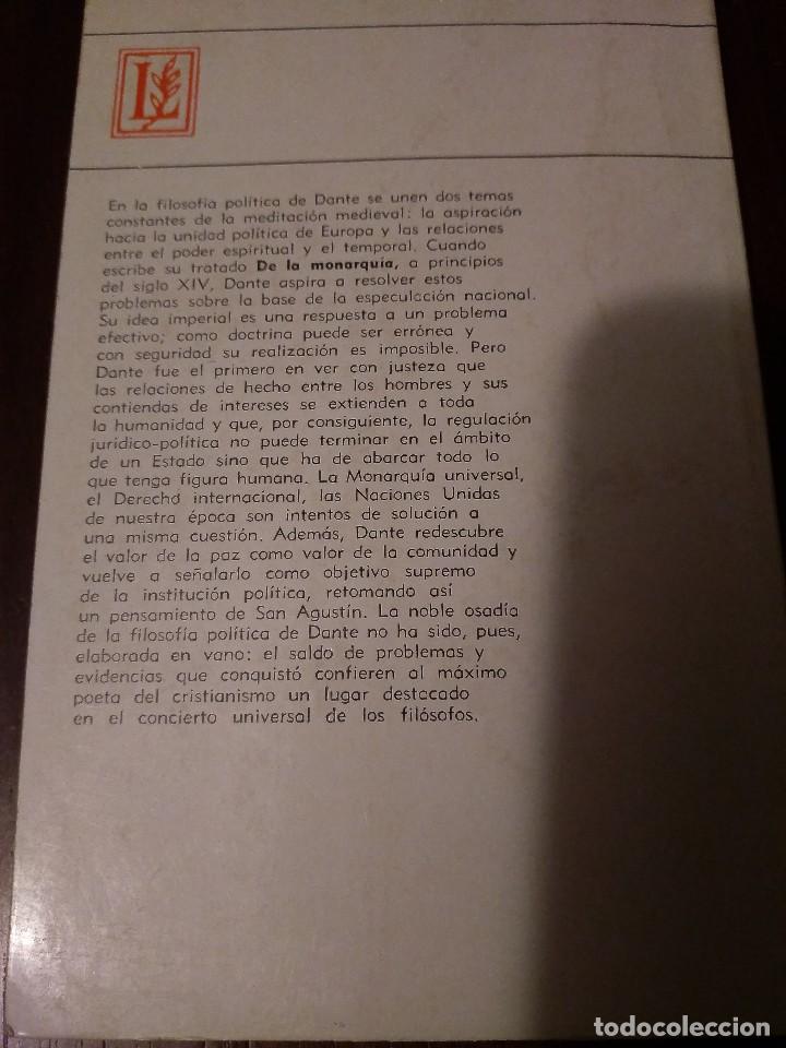 Libros de segunda mano: De la monarqu&iacute;a. Dante Alighieri - Foto 2
