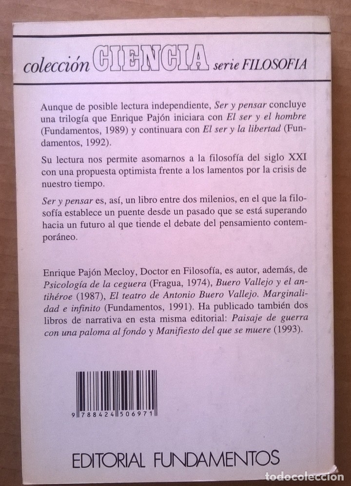 Libros de segunda mano: Ser y pensar, Enrique Paj&oacute;n - Foto 2