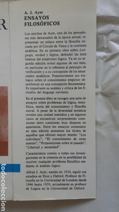 Libros de segunda mano: Ensayos filos&oacute;ficos. A. J. Ayer. - Foto 2